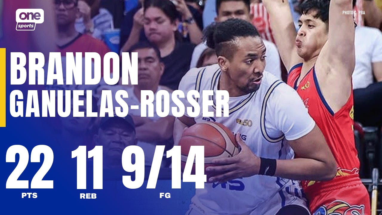 Brandon Ganuelas-Rosser flexes muscles in TNT
