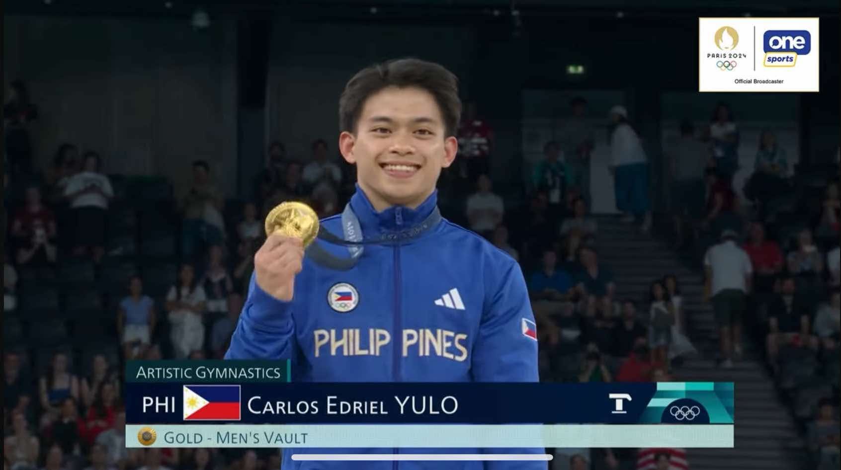 Double delight for Carlos Yulo as he strikes gold a second time in vault in Paris 2024