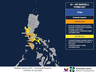 2 LPAs Spotted; Heavy Rainfall Warning Issued Due To Southwest Monsoon