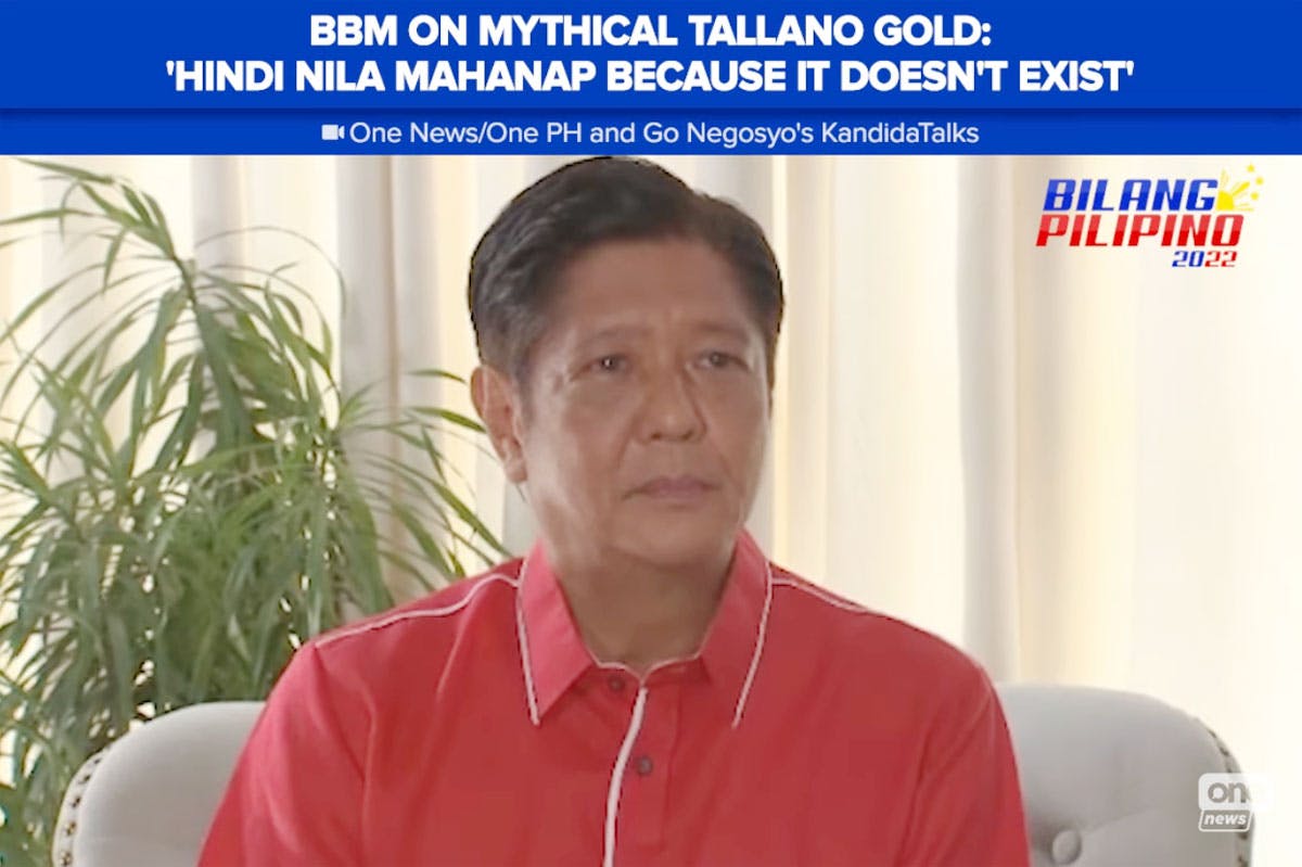 NEEDS CONTEXT: Bongbong Marcos Claims He Never Saw Gold In His Life