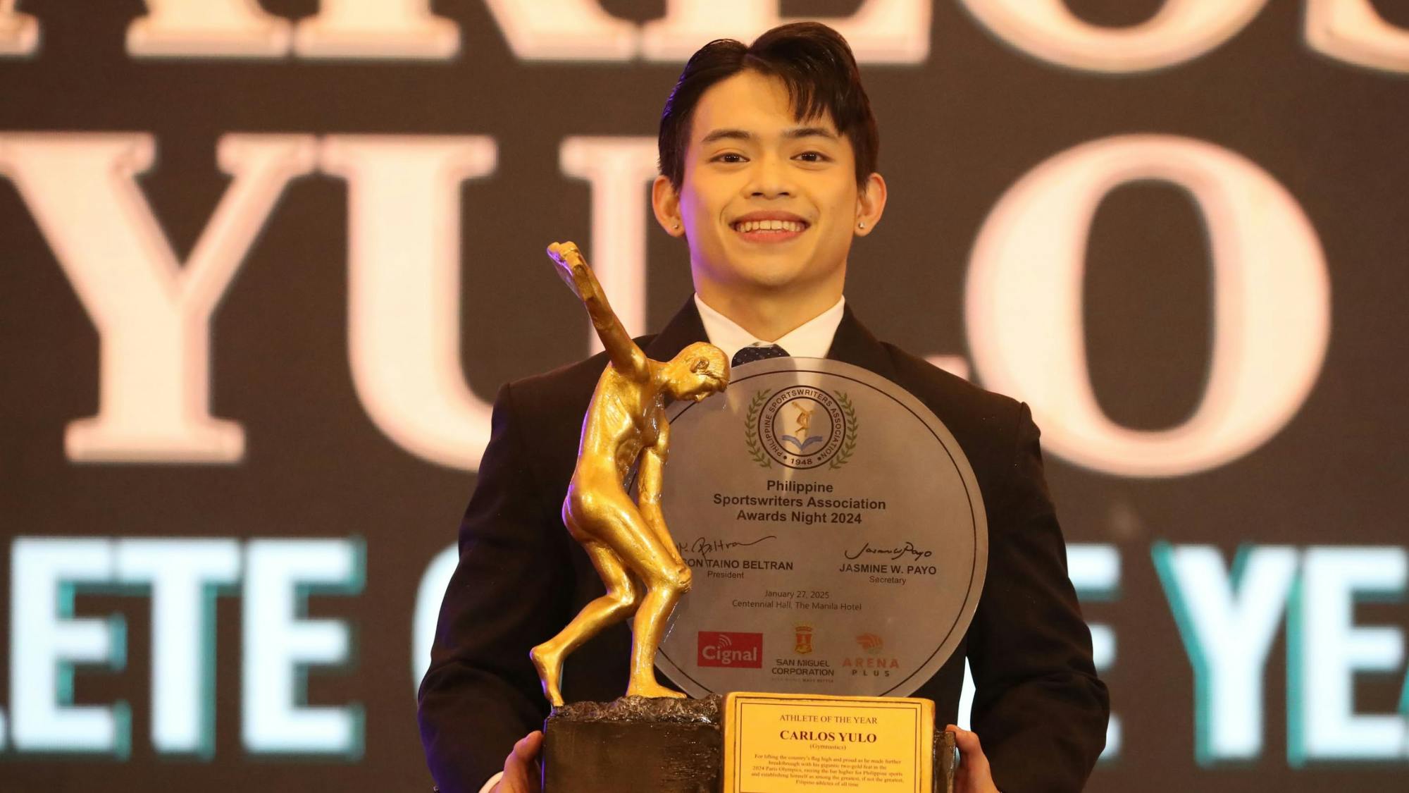 Carlos Yulo wins Athlete of the Year, Filipino Olympians feted at PSA Awards Night