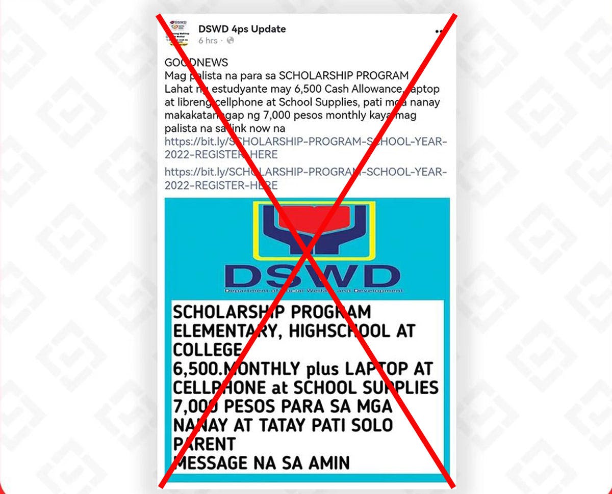 FACT CHECK: DSWD Does Not Have Any Scholarship Program For Indigent Students