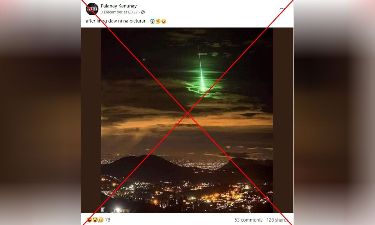 FALSE: Green Light Spotted In Sky After Quake In Southern Philippines