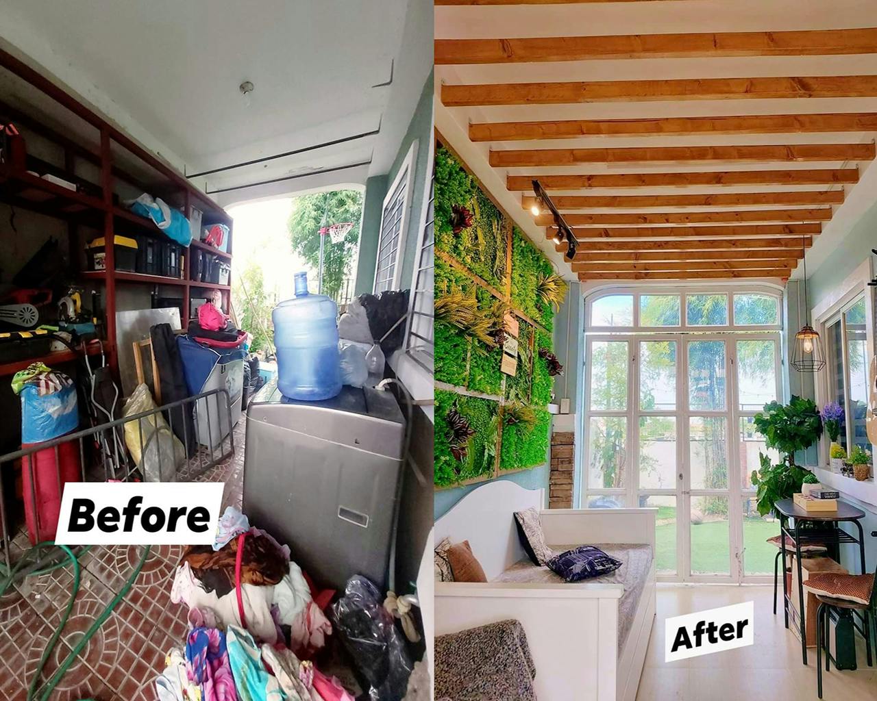 Cluttered Garage Is Transformed Into A Sunny Lounge For This Family With Four Kids