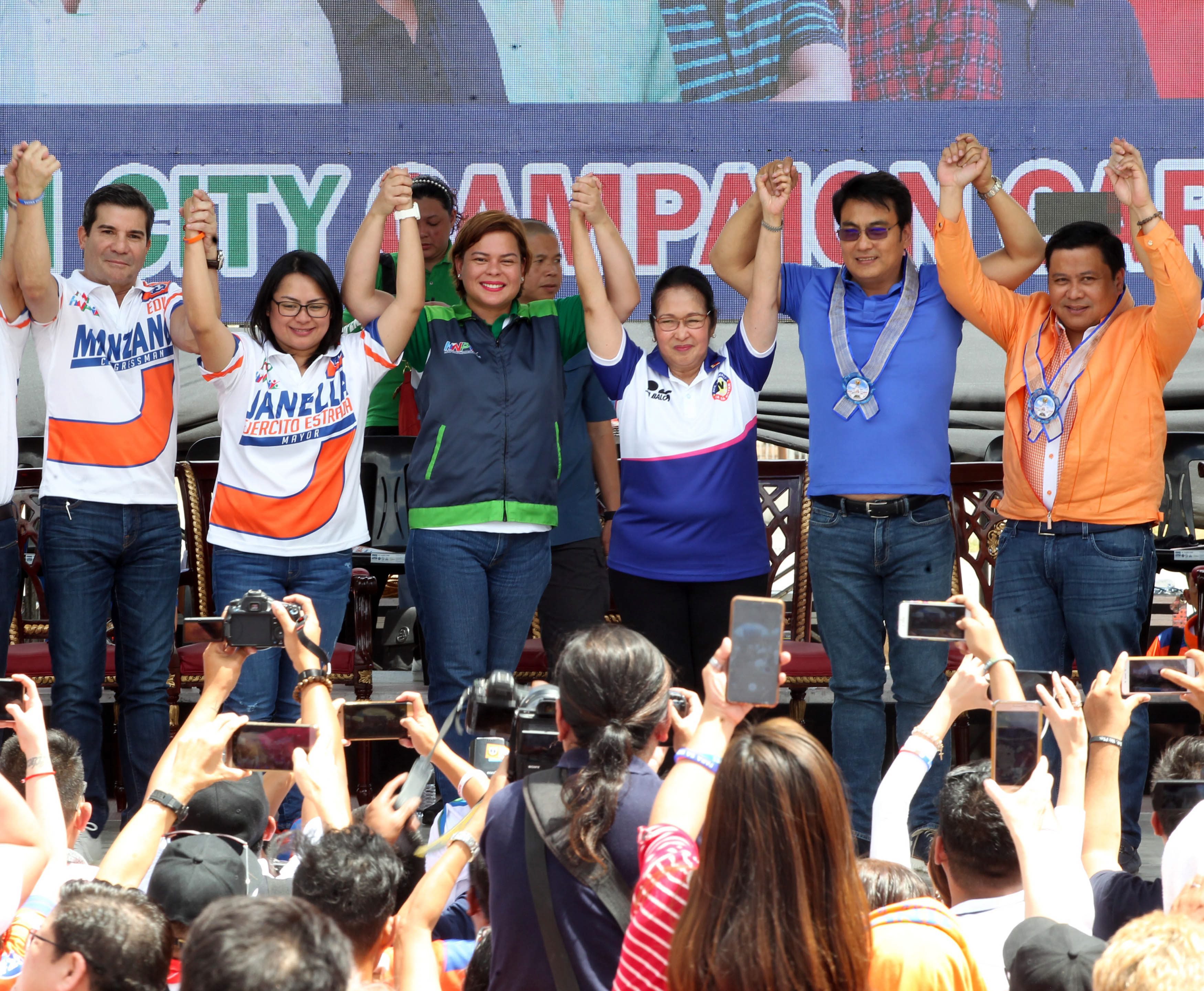 President Duterte’s daughter, Davao City Mayor Sara Duterte-Carpio, campaigns for her Hugpong ng Pagbabago senatorial candidates in San Juan City on Feb. 27, 2019. Photo by Boy Santos, The Philippine STAR