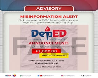DepEd: P1,000 Monthly Allowance For Students Fake News