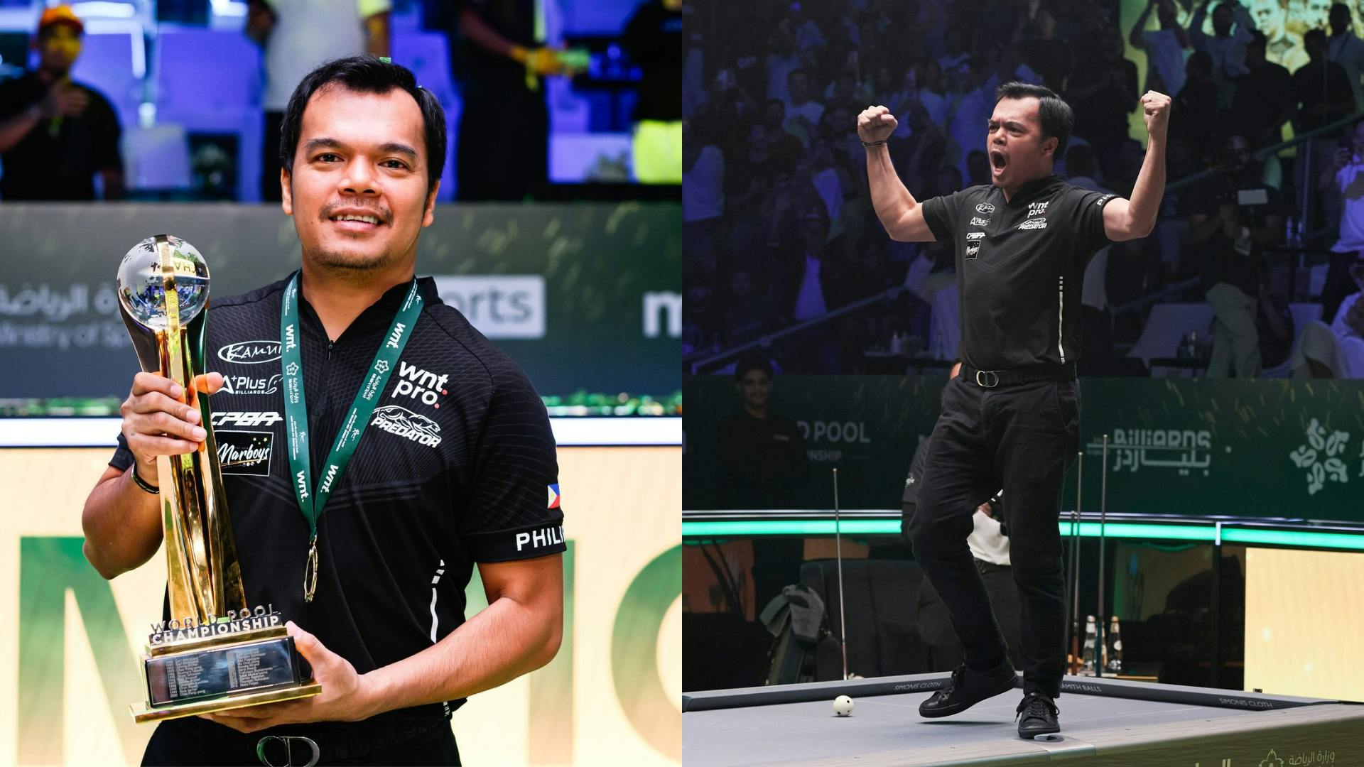 Carlo Biado leans on Filipino crowd, composure to outlast Gorst in World Pool Championship final