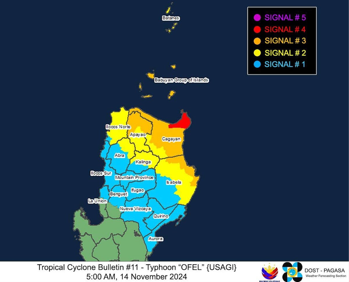 Ofel Nearing Super Typhoon Category, Signal No. 4 Up In Some Areas Of Cagayan