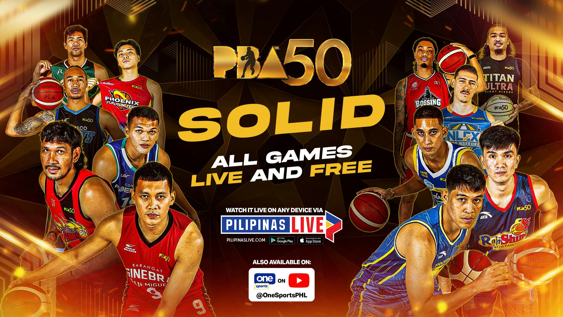 PBA 50 games now available on Pilipinas Live, One Sports