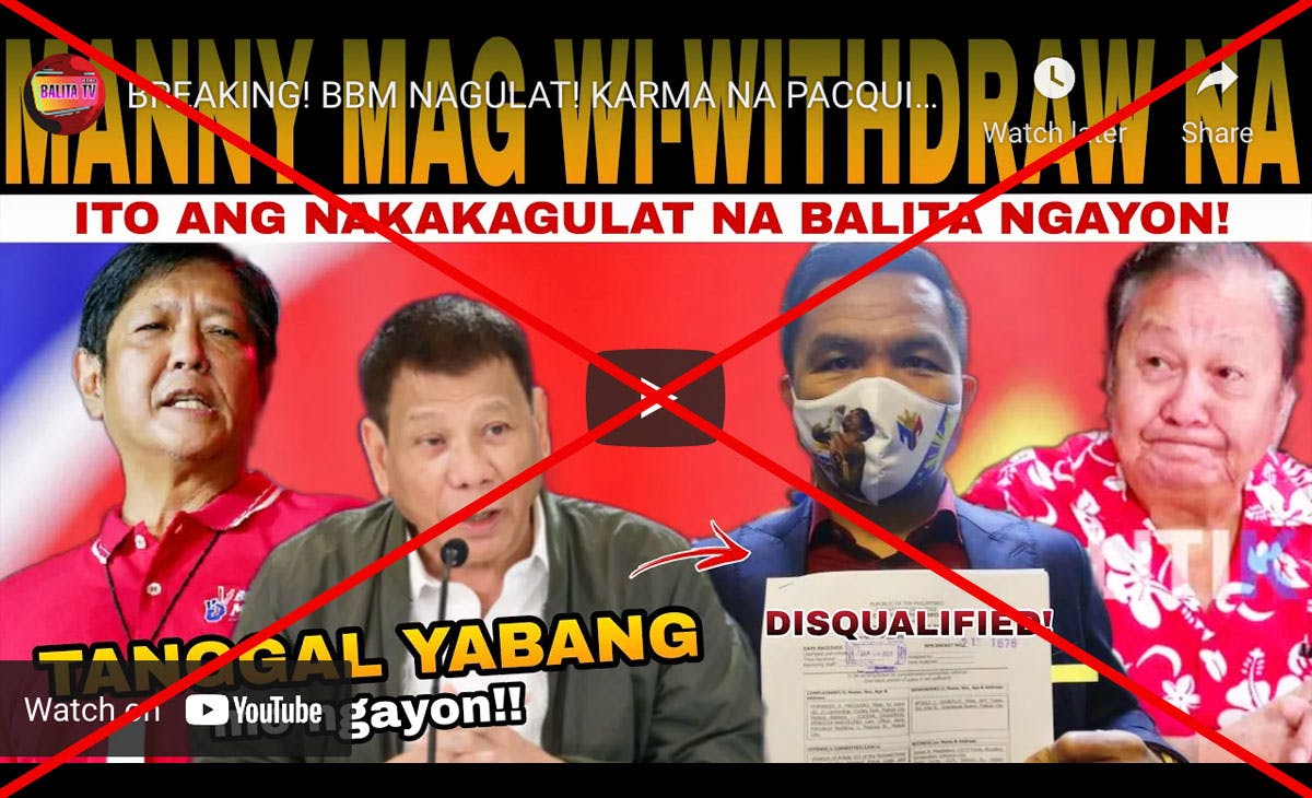 FACT CHECK: Pacquiao Did Not Withdraw His Candidacy For President