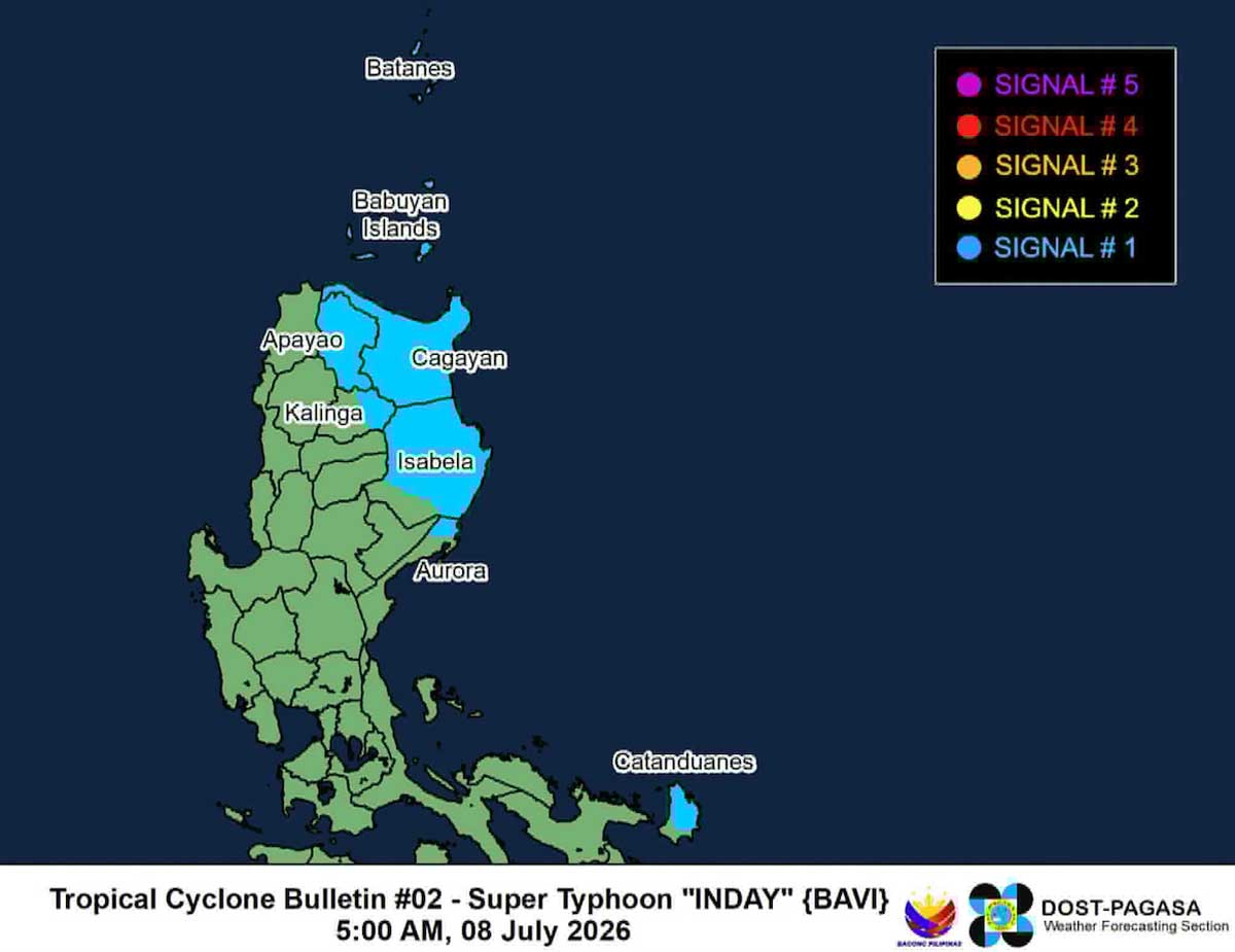 Super Typhoon Inday Enters PAR, Signal No. 1 Up In Some Areas