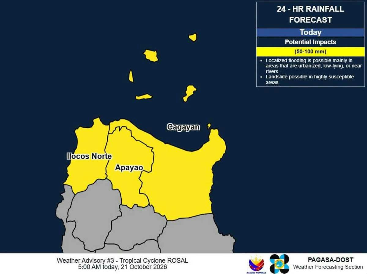 Super Typhoon Rosal Accelerates, Signal No. 1 Up In Some Areas, Heavy Rainfall Warning Issued