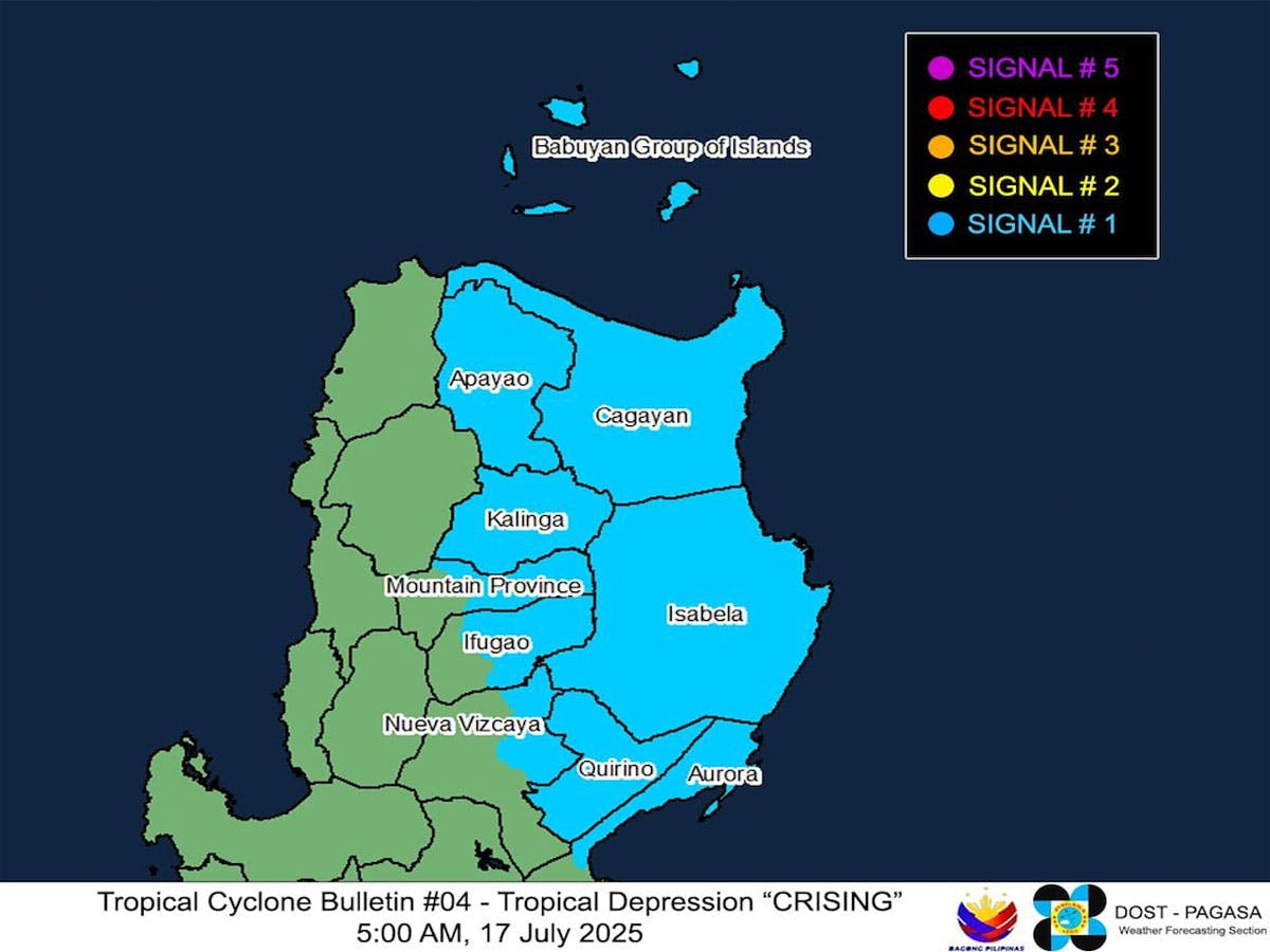 Tropical Depression Crising Maintains Strength, Signal No. 1 Up In Some Areas