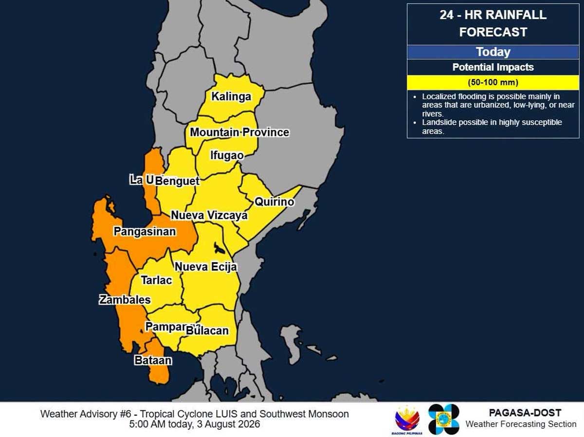 Tropical Depression Luis To Bring Heavy Rains, Strong Winds; Signal No. 1 Up In Some Areas