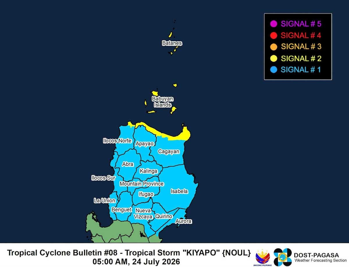 Kiyapo Now A Tropical Storm, Signal No. 2 Up In Some Areas