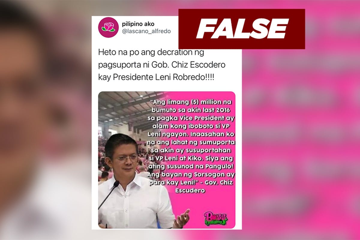 FACT CHECK: Chiz Escudero Has Not Endorsed A Presidential Candidate Yet