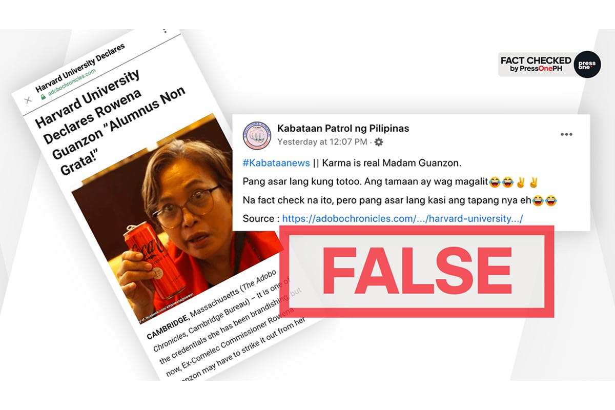 FACT CHECK: Harvard Did Not Disown Alumna Rowena Guanzon