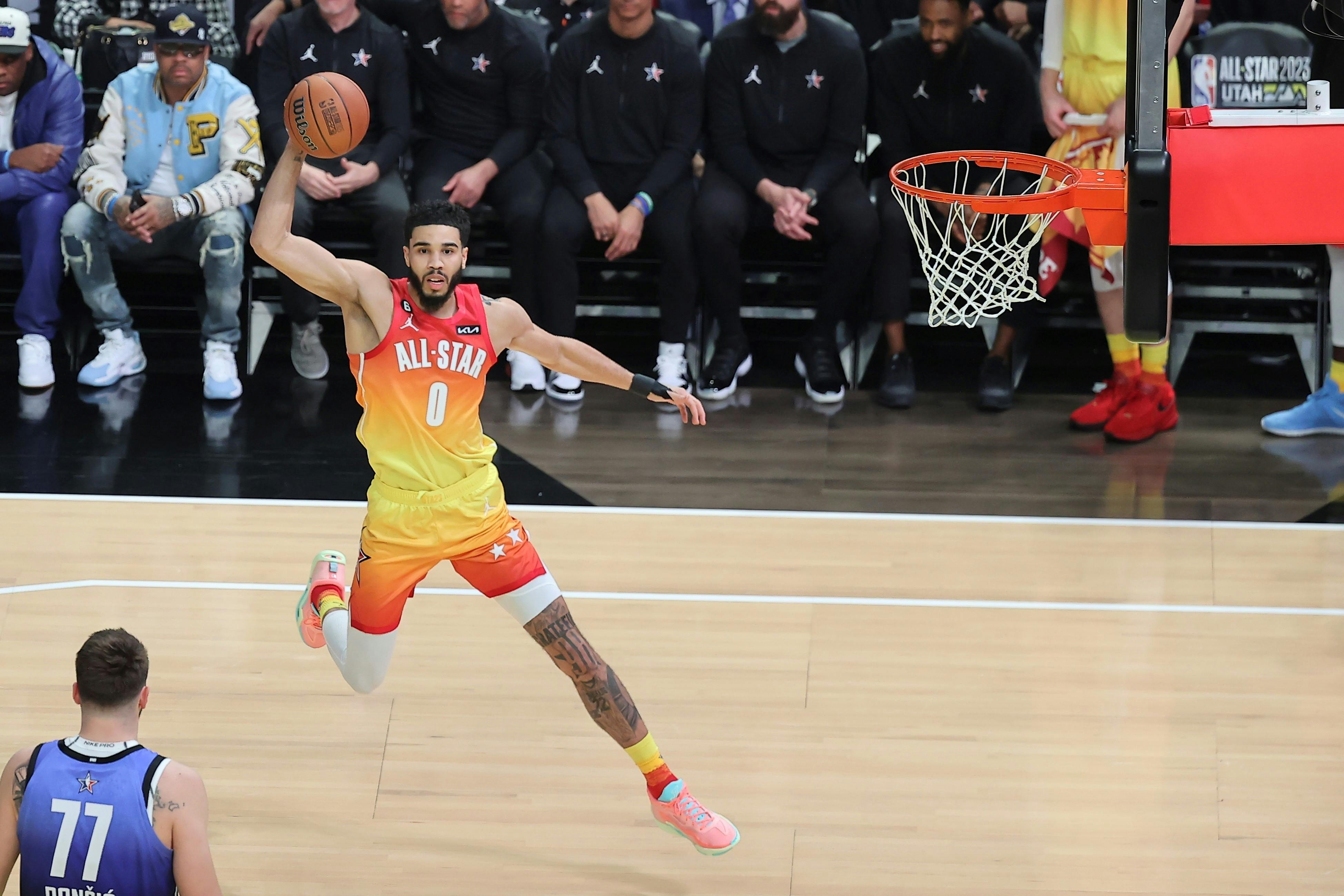 New shoes, new record, new trophy: Jayson Tatum debuts first Jordan signature shoes in NBA All-Star Game